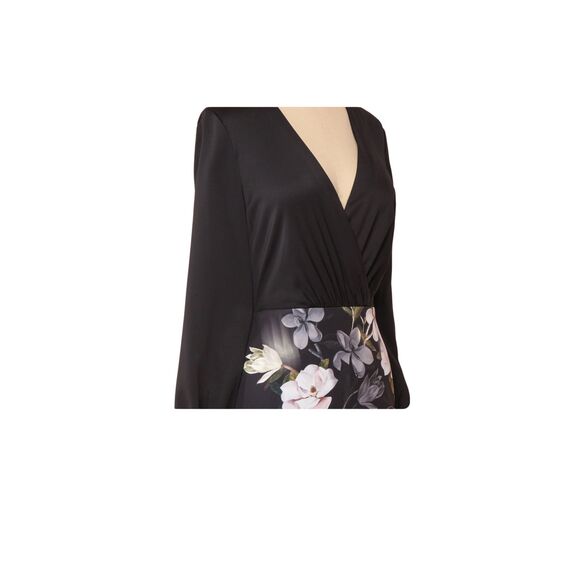 Ted Baker London Black Floral Wrap Sheath Dress size 1 - Picture 15 of 16